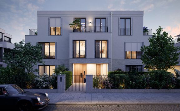 Visualisierung Fassade bei Abenddämmerung